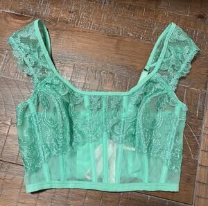 Victoria’s Secret Dream Angels Boho Corset Top Floral Print Cap Sleeves NWT